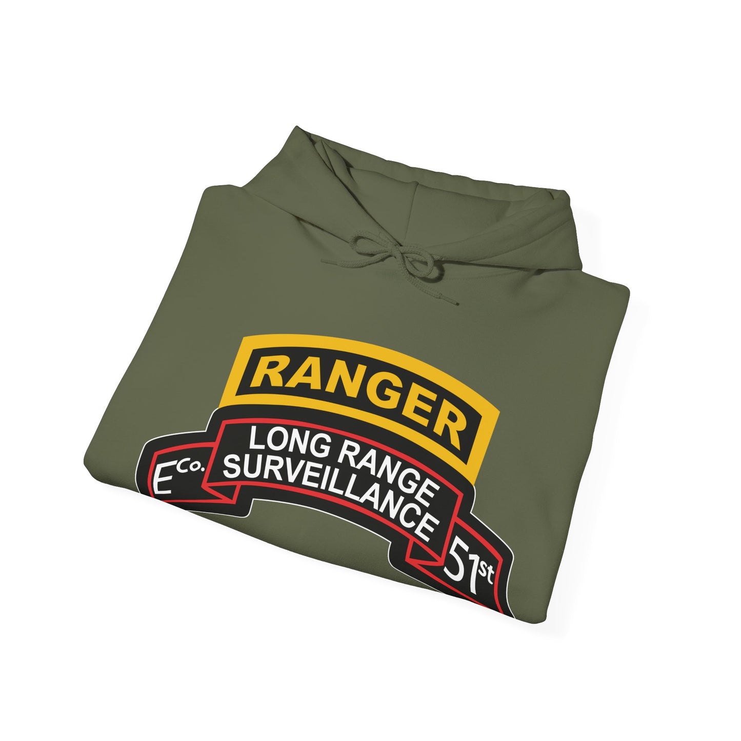 Unisex Heavy Blend™ Hooded Sweatshirt - Army - Airborne Ranger - E Company- 51st Infantry (Ranger) w Ranger Tab