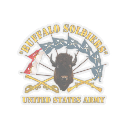 Kiss-Cut Stickers - Army - Buffalo Soldiers - Infantry - Cavalry Guidons w Buffalo Head - US Army