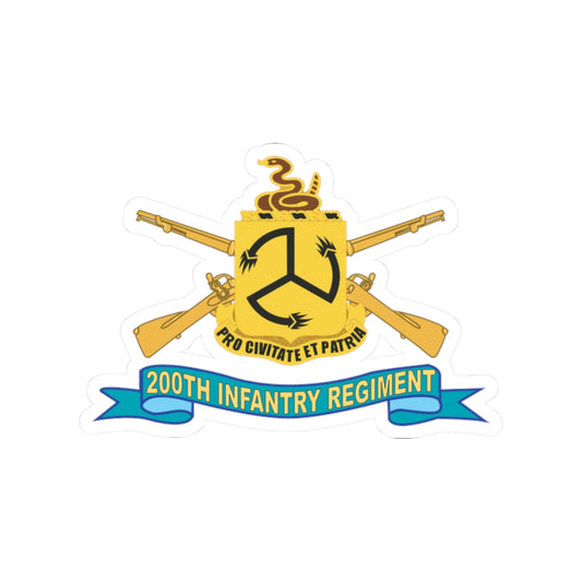 Kiss-Cut Stickers - Army - 200th Infantry Regiment - DUI w Br - Ribbon