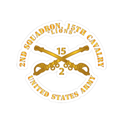 Kiss-Cut Stickers - Army -  2nd Squadron, 15th Cavalry - Lions w Br
