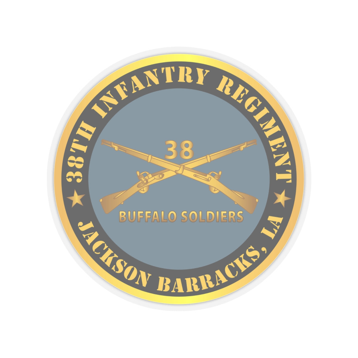 Kiss-Cut Stickers - Army - 38th Infantry Regiment - Buffalo Soldiers - Jackson Barracks, LA w Inf Branch