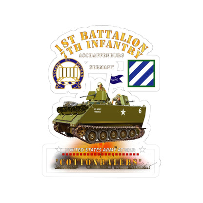 Kiss-Cut Stickers - Army - 1st Bn 7th Infantry - Aschaffenburg FRG - M113 APC  - CottonBalers X 300