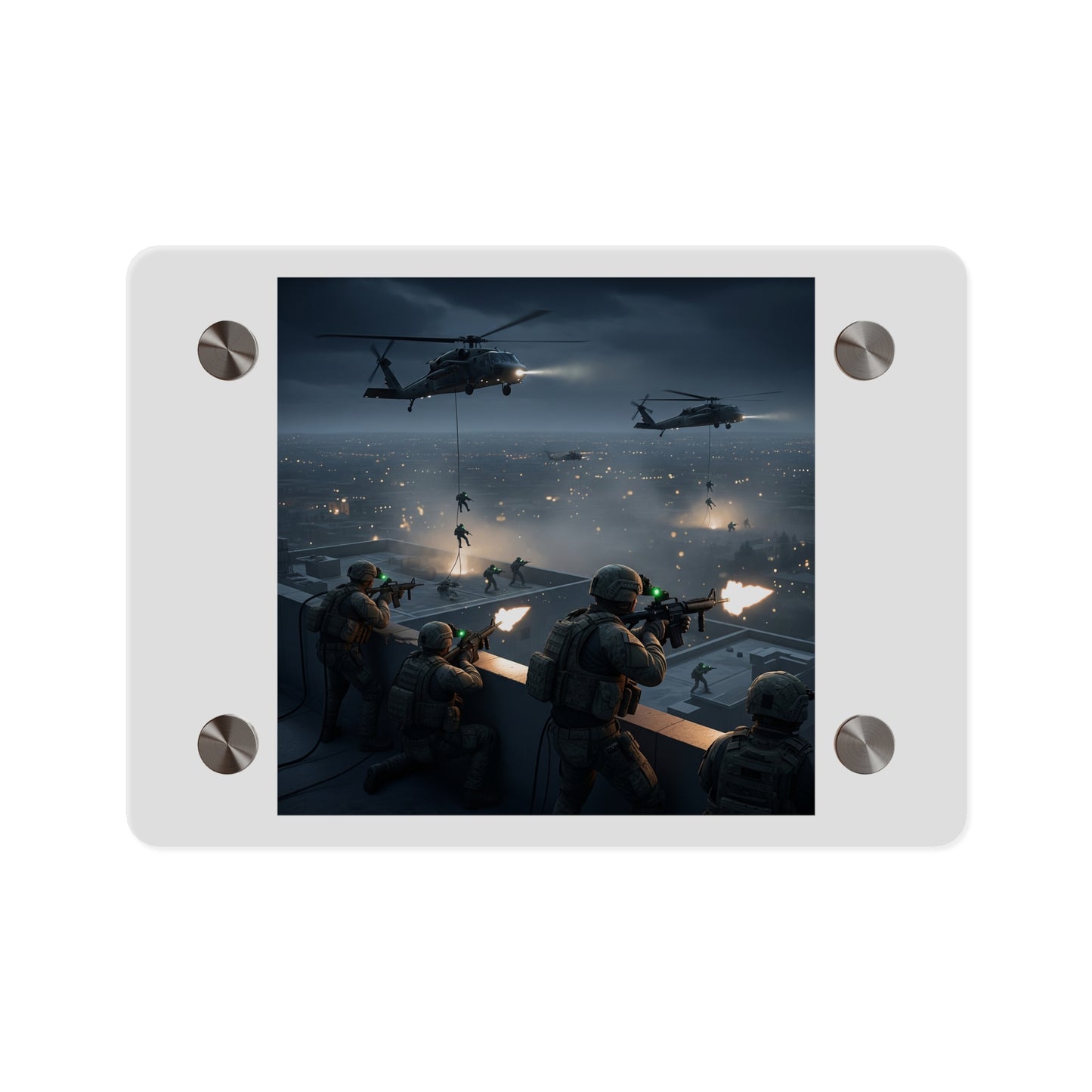 Acrylic Wall Art Panel - Night Air Assault by Army Rangers