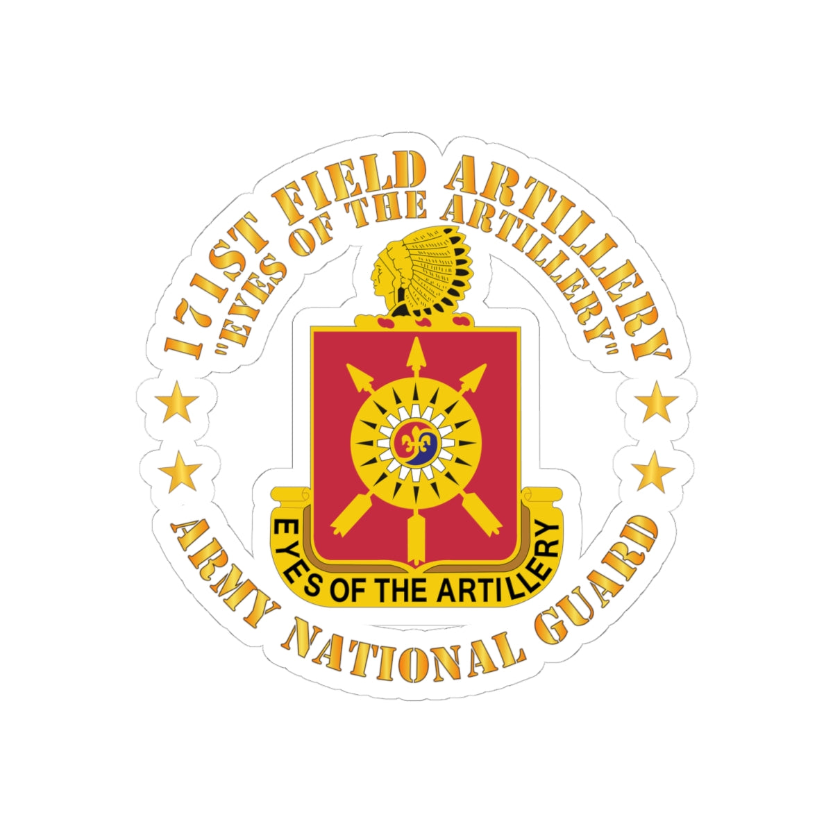 Kiss-Cut Stickers - Army - 171st Field Artillery - Eyes of the Artillery - ARNG - DUI  w FA Sep  X 300