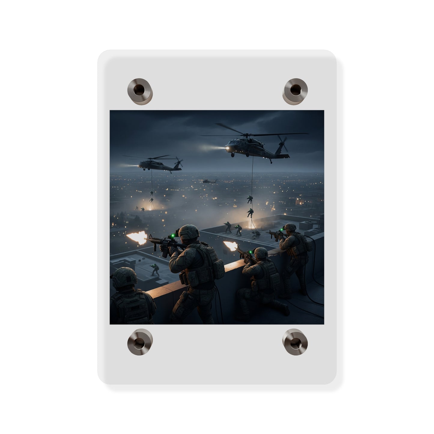 Acrylic Wall Art Panel - Night Air Assault by Army Rangers