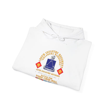 Unisex Heavy Blend™ Hooded Sweatshirt - Army - 180th Infantry Regiment - 45th ID - Battle Pork Chop Hill, Korean War X 300