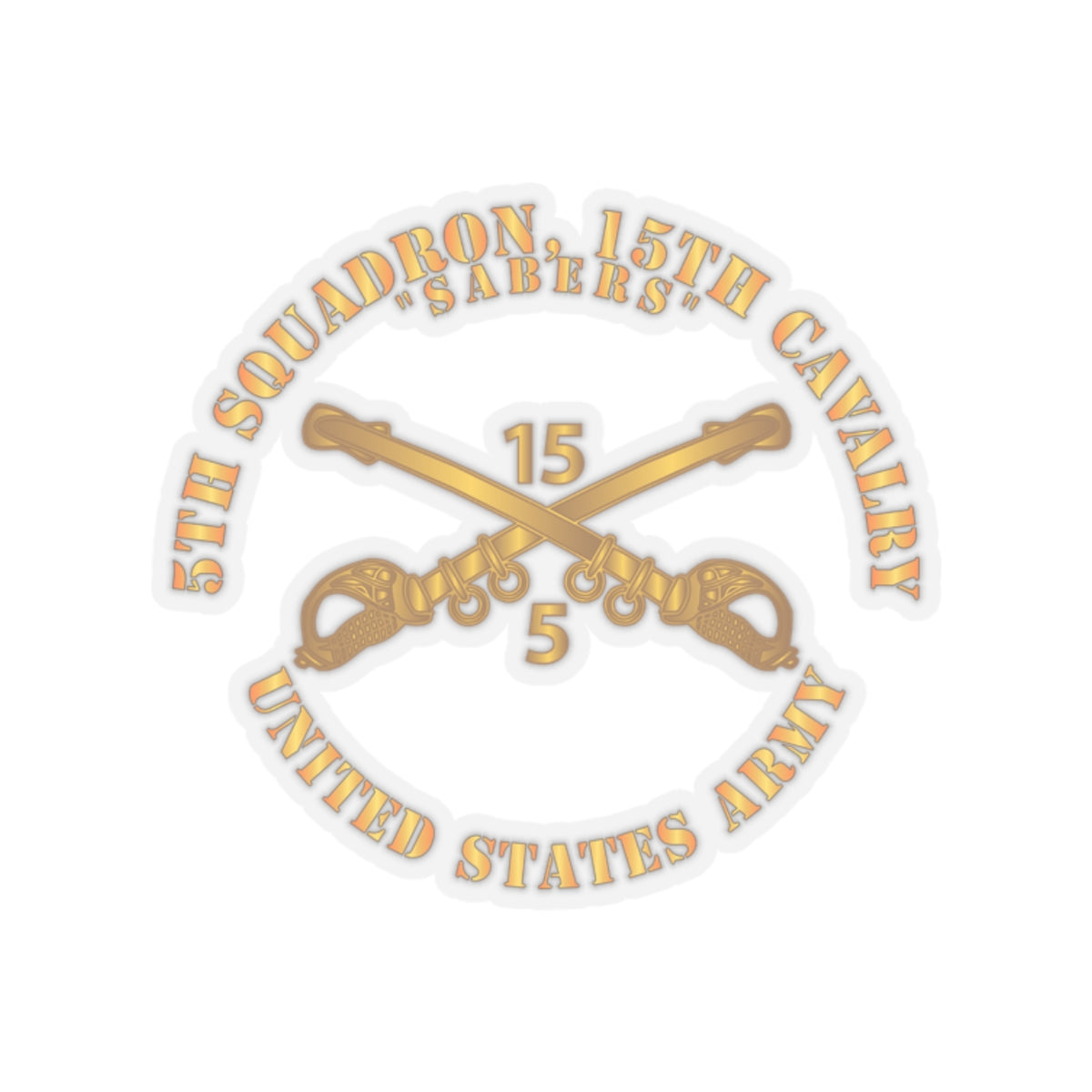 Kiss-Cut Stickers - Army -  5th Squadron, 15th Cavalry - Sabers w Br