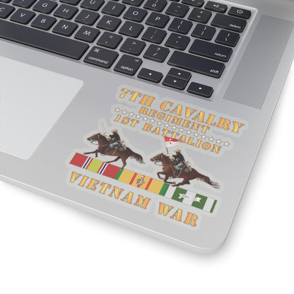 Kiss-Cut Stickers - Army - 1st Battalion,  7th Cavalry Regiment - Vietnam War wt 2 Cav Riders and VN SVC X300