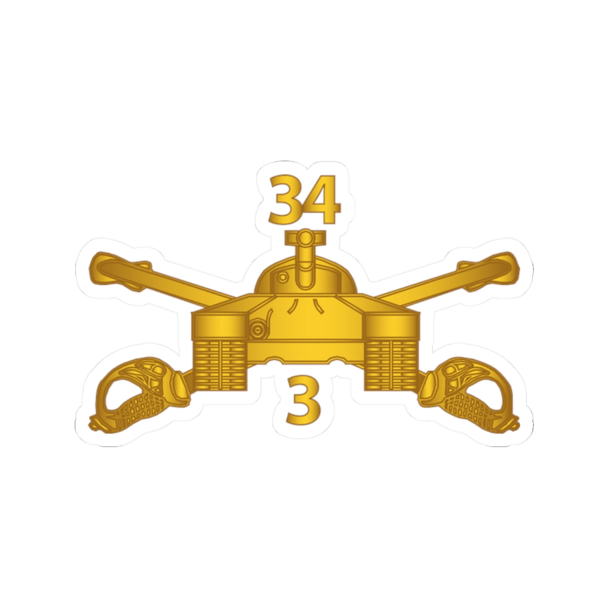 Kiss-Cut Stickers - Army - 3rd Bn 34th Armor - Armor Branch wo Txt