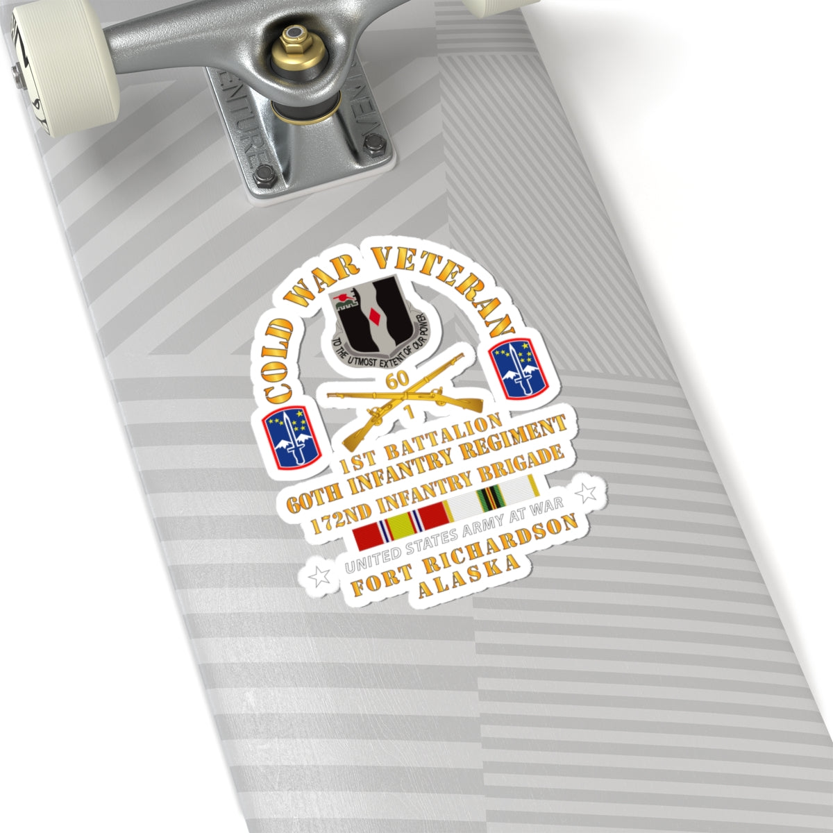 Kiss-Cut Stickers - Army - Cold War Vet - 1st Bn, 60th Inf - 172nd In Bde - Ft Richardson AK w COLD SVC X 300