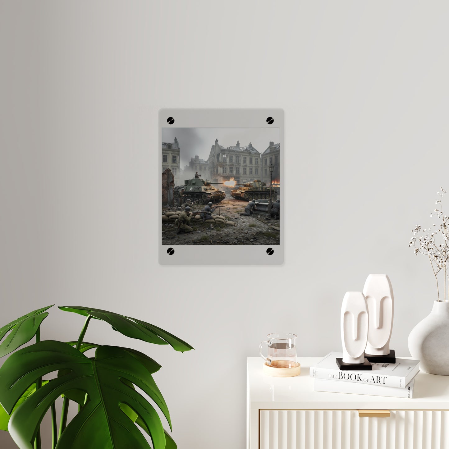 Acrylic Wall Art Panel - US Tank Destroyer - M10 Wolverine Battles a German Panzer Tank