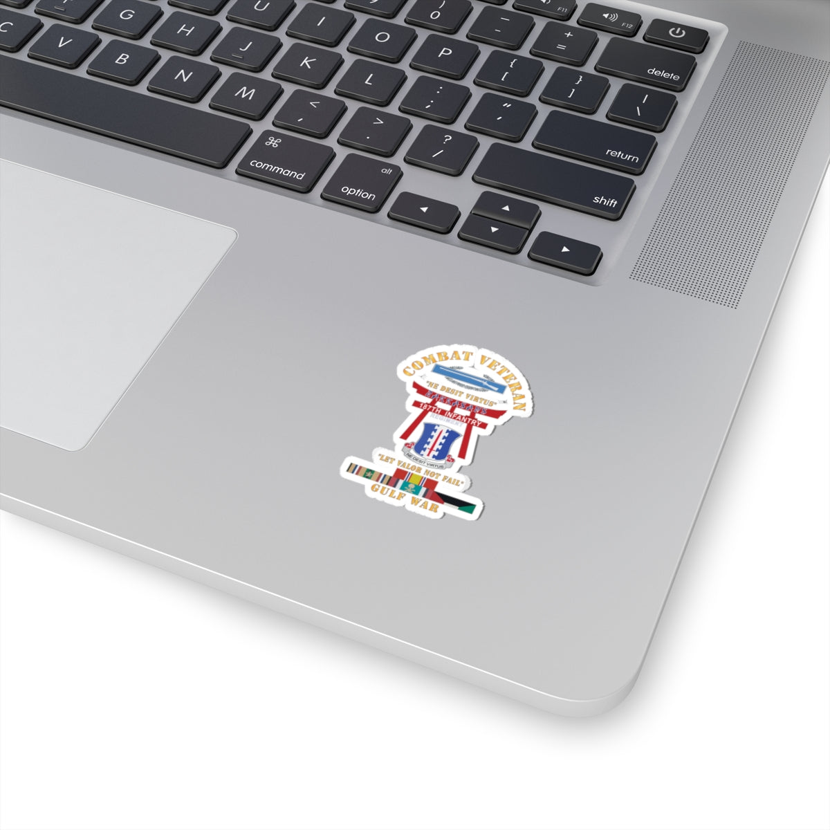 Kiss-Cut Stickers - Army - Combat Veteran - 187th Infantry Regiment - Torii, Rakkasans, Let Valor Not Fail, English, Latin w CIB w GULF SVC