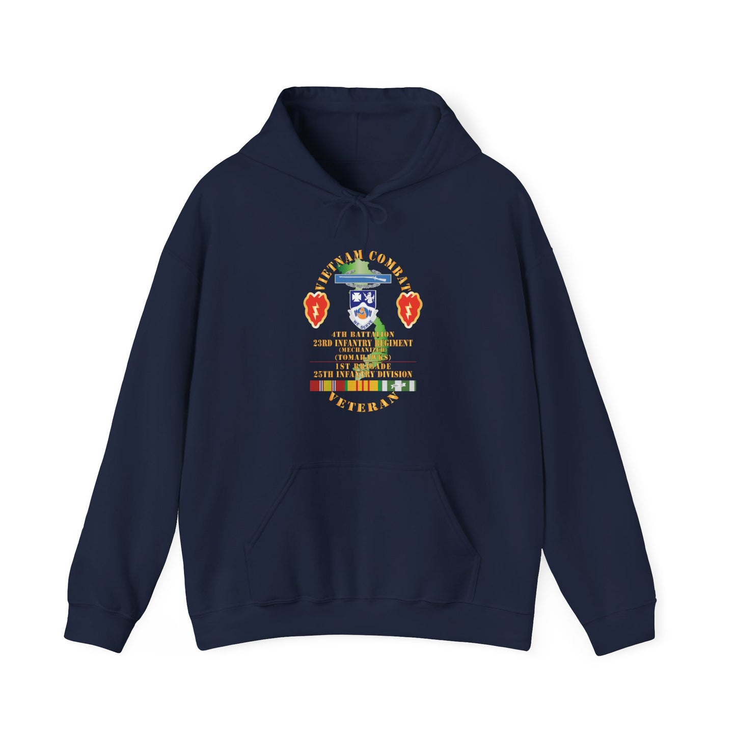 Unisex Heavy Blend™ Hooded Sweatshirt - Army - Vietnam Combat Infantry Veteran w 4th Bn 23rd Infantry (Mech) - Tomahawks) - 25th ID SSI X 300