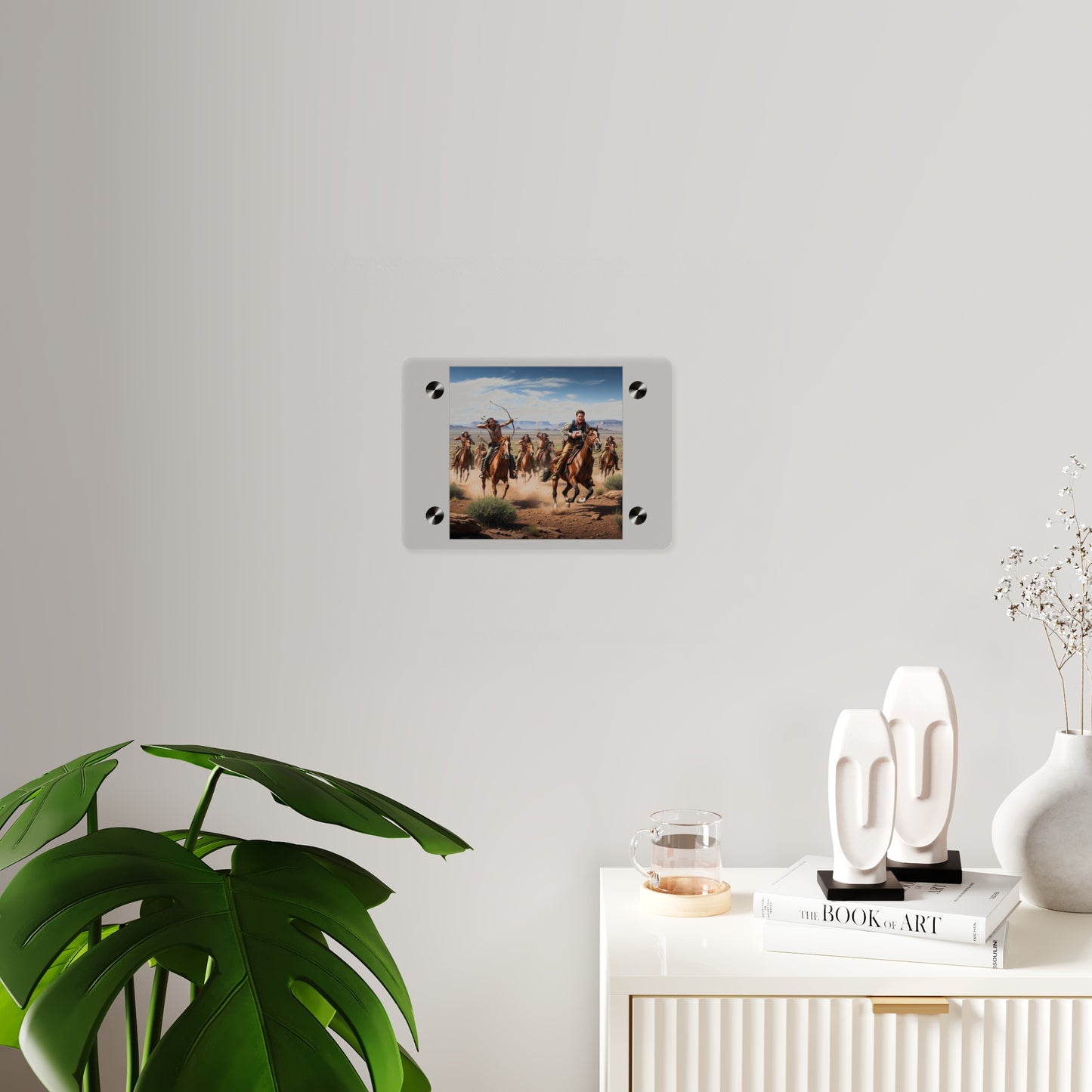 Acrylic Wall Art Panel - Apache Indians attacking a Pony Express Rider