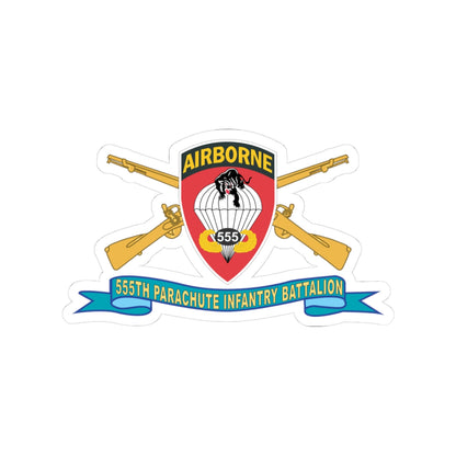 Kiss-Cut Stickers - Army - 555th Parachute Infantry Battalion - SSI w Br - Ribbon
