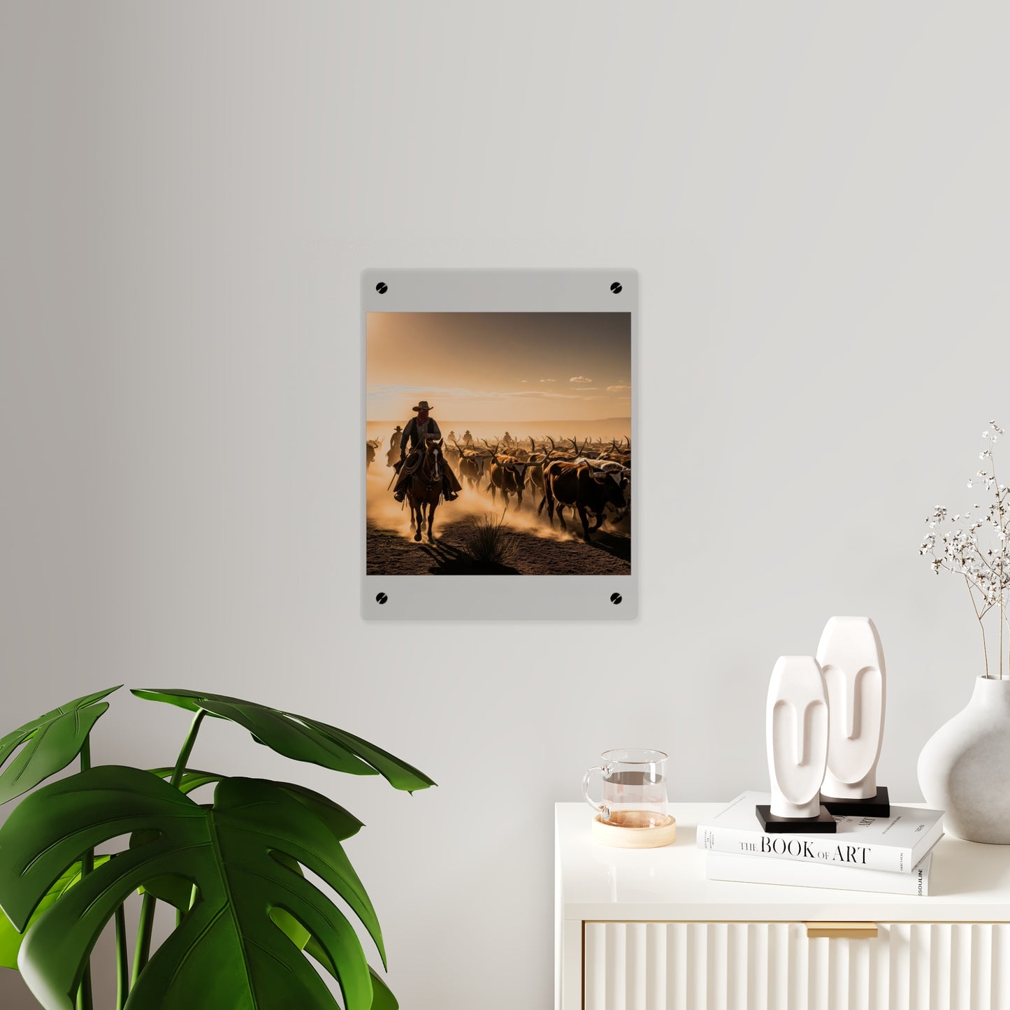 Acrylic Wall Art Panel - Dirty, dusty cattle drive in the Old West