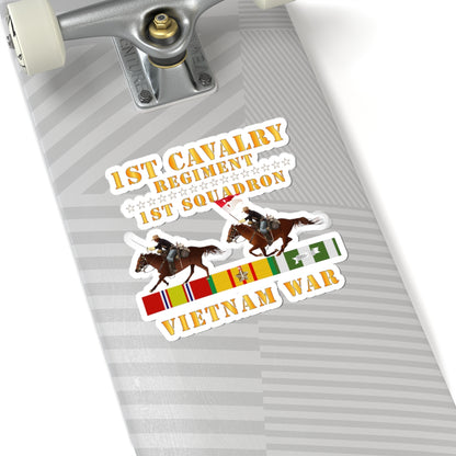 Kiss-Cut Stickers - Army - 1st Squadron, 1st Cavalry Regiment - Vietnam War wt 2 Cav Riders and VN SVC X300