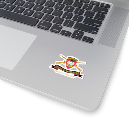 Kiss-Cut Stickers - Army - 555th Parachute Infantry Battalion - SSI - Black - Red Buffalo Soldiers w Br - Rib