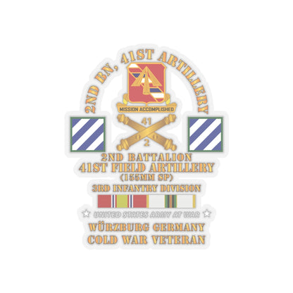 Kiss-Cut Stickers - Army - 2nd Bn 41st Artillery - 3rd Inf Div - W걊zburg Germany  w COLD SVC