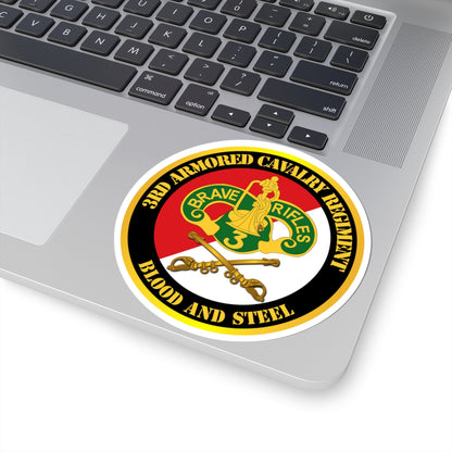 Blood and Steel 3rd Armored Cavalry Regiment commemorative sticker on laptop