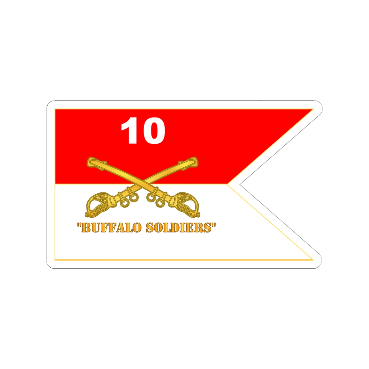 Kiss-Cut Stickers - Army - 10th Cavalry Regiment - Guidon w  Buffalo Soldiers Txt