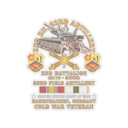 Kiss-Cut Stickers - Army - 2nd Bn 83rd Artillery w M110 - Babenhausen Germany w COLD SVC