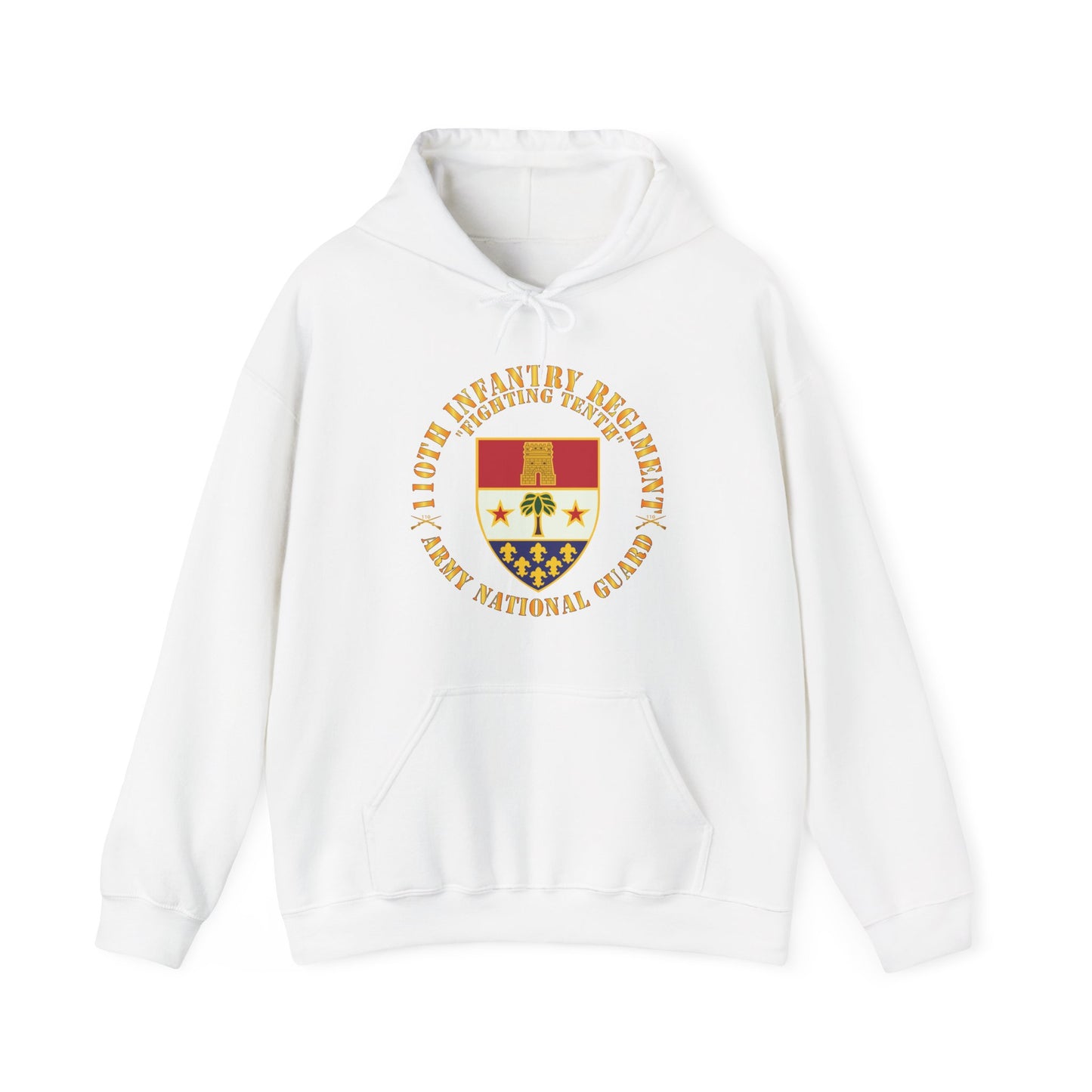 Unisex Heavy Blend™ Hooded Sweatshirt - Army - 110th Infantry Regiment - Fighting Tenth - DUI - ARNG w Rgt Sep X 300