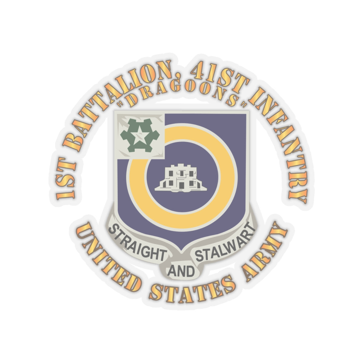 Kiss-Cut Stickers - Army - 1st Bn, 41st Infantry - DUI - Dragoons