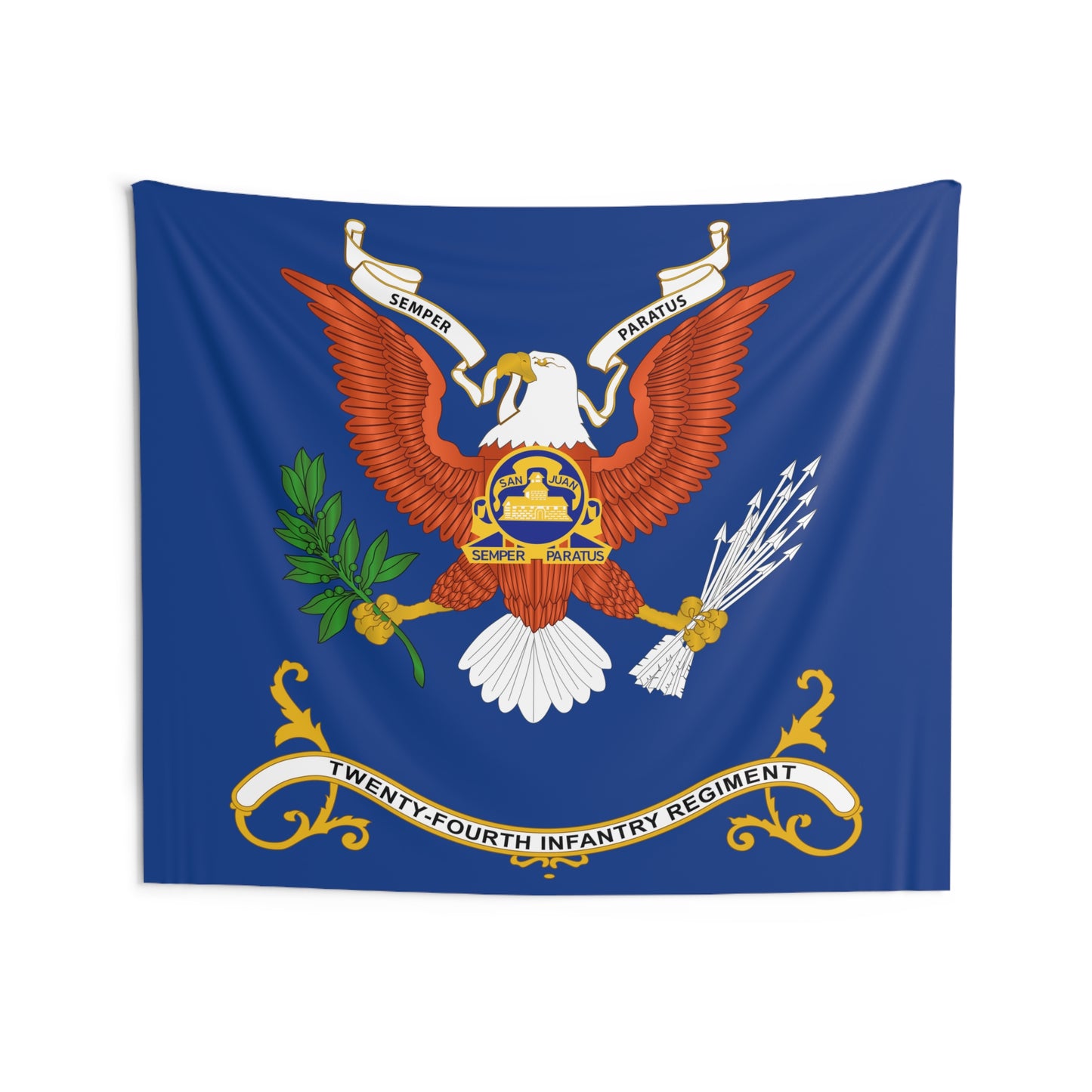 Indoor Wall Tapestries - 24th Infantry Regiment - "Semper Paratus" - Regimental Colors Tapestry