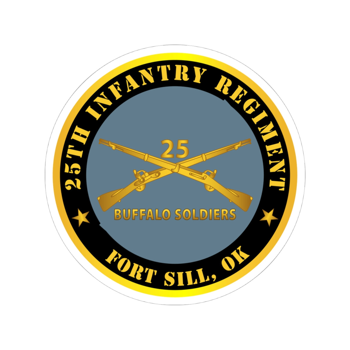 Kiss-Cut Stickers - Army - 25th Infantry Regiment - Fort Sill, OK - Buffalo Soldiers w Inf Branch