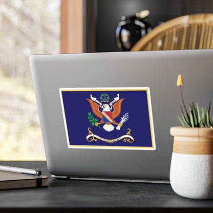 Kiss-Cut Vinyl Decals - Army - Regimental Colors - 2nd Infantry Regiment  - DO NOT TOUCH ME-1 - Flag w Fringe X 300