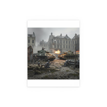 Indoor and Outdoor Silk Posters - US Tank Destroyer - M10 Wolverine Battles a German Panzer Tank