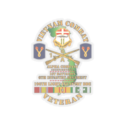 Kiss-Cut Stickers - Army - Vietnam Combat Vet w DUI - Br -  Alpha Co, 1st Bn, 6th Inf - LZ Center w 196th LIB w VN SVC X 300