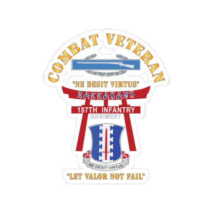 Kiss-Cut Stickers - Army - Combat Veteran - 187th Infantry Regiment - Torii, Rakkasans, Let Valor Not Fail, English, Latin w CIB X 300