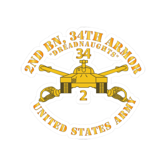 Kiss-Cut Stickers - Army - 2nd Bn 34th Armor - Dreadnaughts - Armor Branch