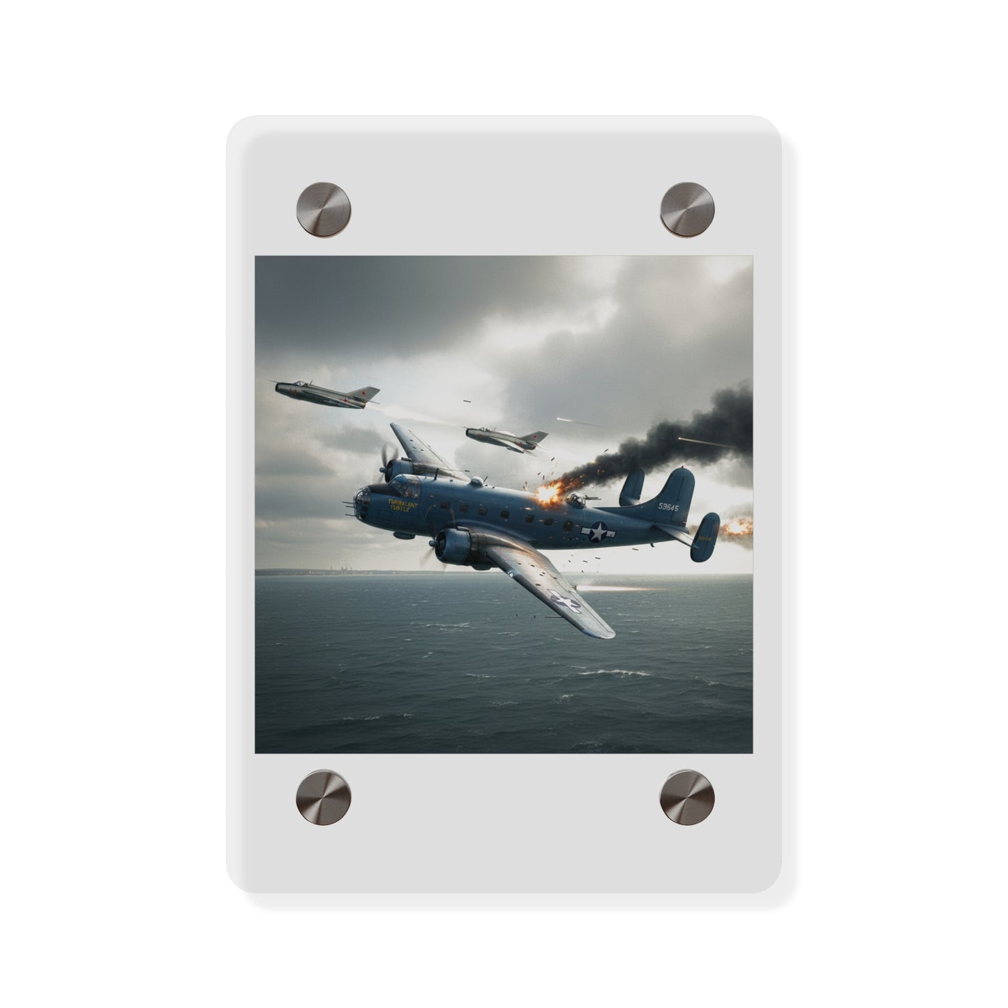 Acrylic Wall Art Panel - April 8, 1950, Baltic Sea - Latvia Soviet fighters shot down a U.S. Navy PB4Y-2 - Liberator - Cold War