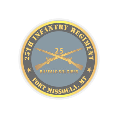 Kiss-Cut Stickers - Army - 25th Infantry Regiment - Fort Missoula, MT - Buffalo Soldiers w Inf Branch V1