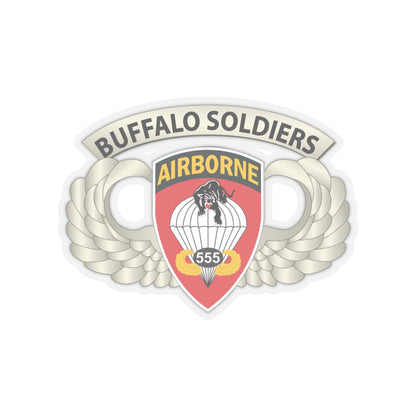 Kiss-Cut Stickers - Army - Airborne Badge - 555th Parachute Infantry Bn - SSI w  Buffalo Soldiers Tab