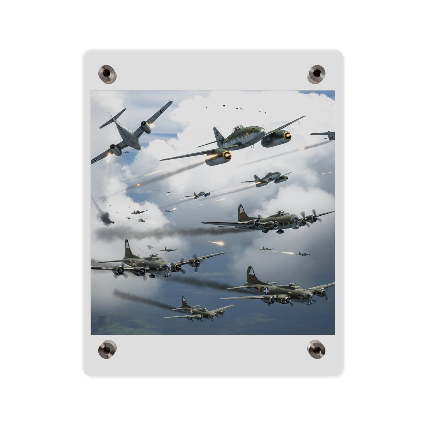 Acrylic Wall Art Panel - German jet fighters attacking US bombing formations