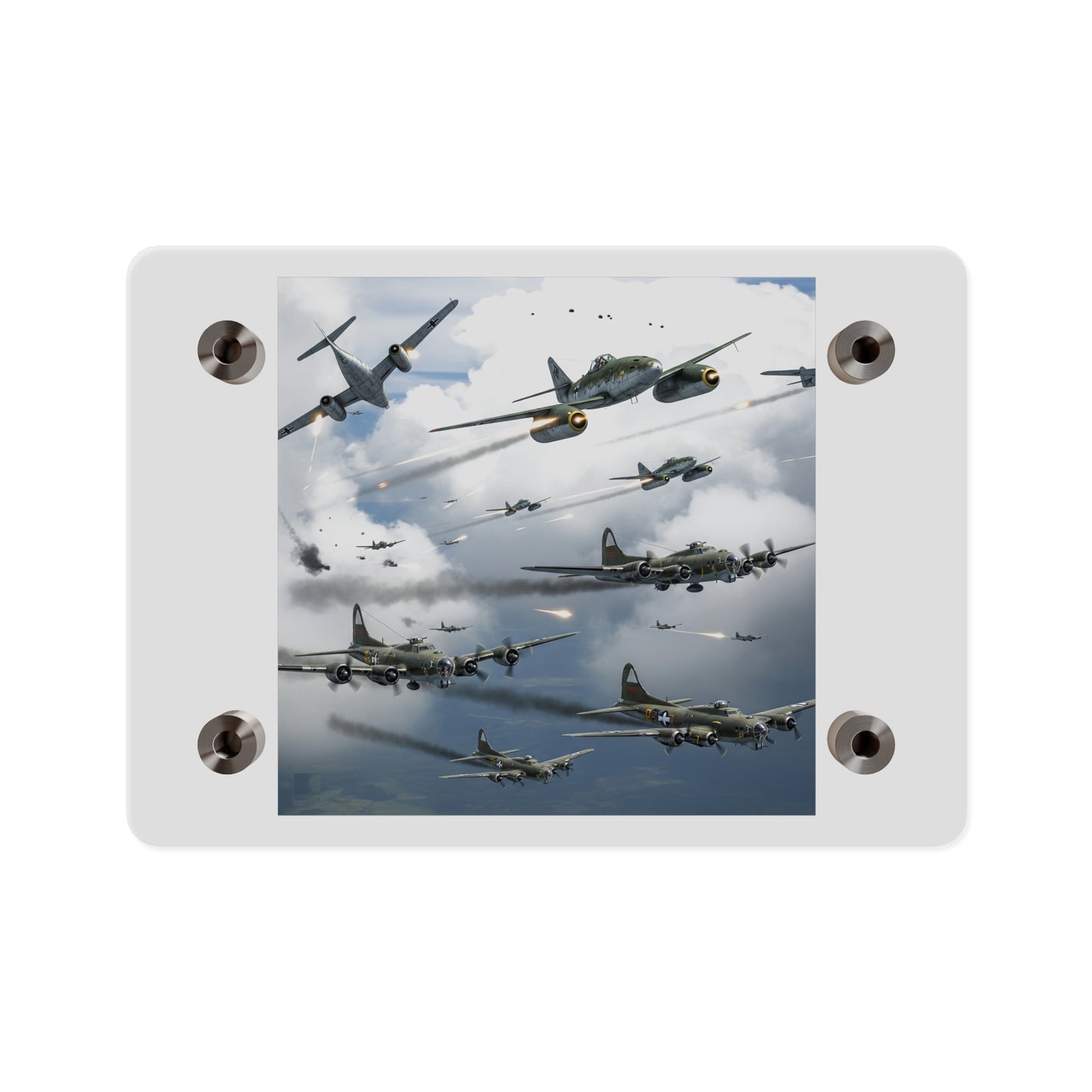 Acrylic Wall Art Panel - German jet fighters attacking US bombing formations