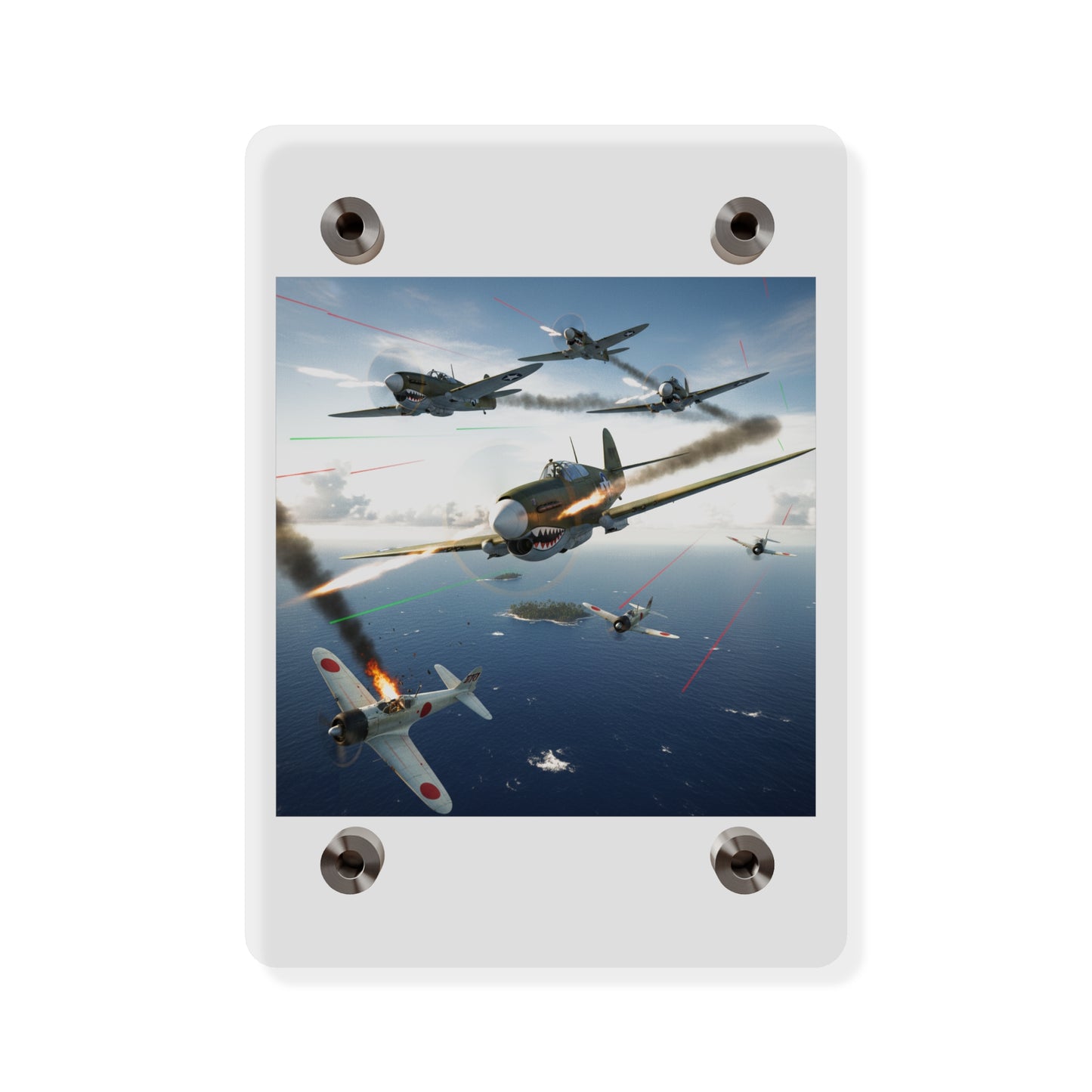 Acrylic Wall Art Panel - Curtis P-40 Kittyhawk w Machine Guns Blazing