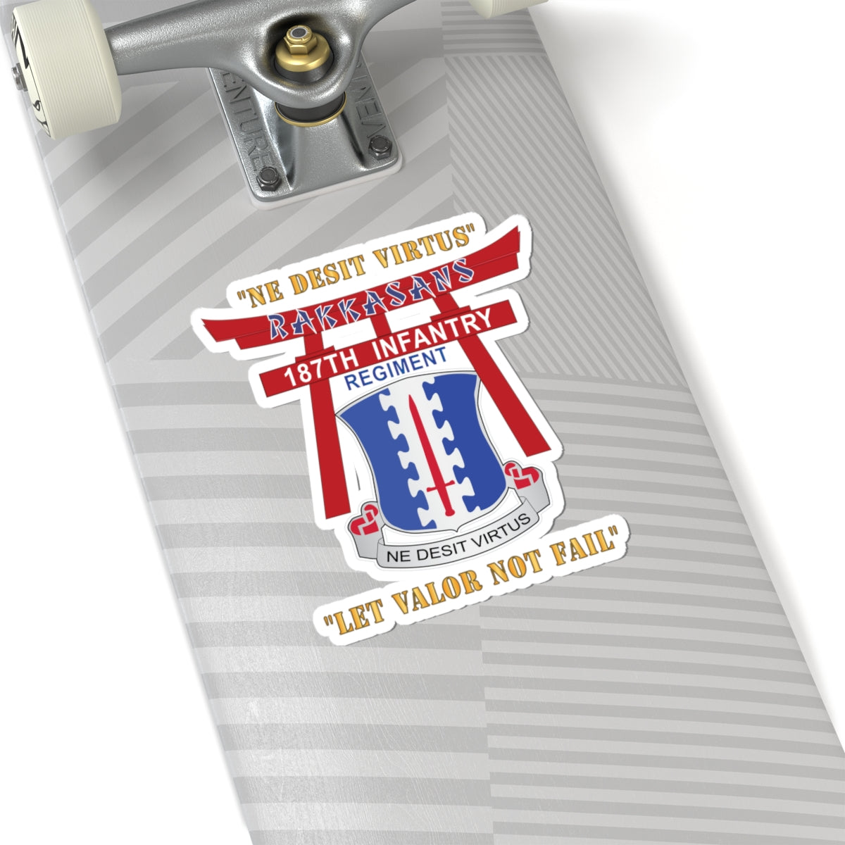 Kiss-Cut Stickers - Army - 187th Infantry Regiment - Torii, Rakkasans, Let Valor Not Fail, English, Latin