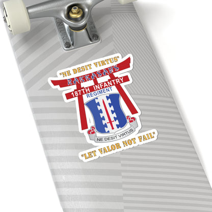 Kiss-Cut Stickers - Army - 187th Infantry Regiment - Torii, Rakkasans, Let Valor Not Fail, English, Latin