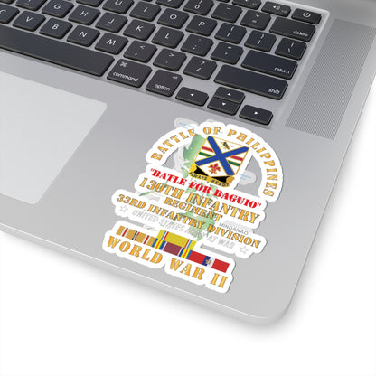Kiss-Cut Stickers - Army - Battle for Philippines - 130th Infantry Regiment - 33rd Infantry Division w PAC - PHIL SVC