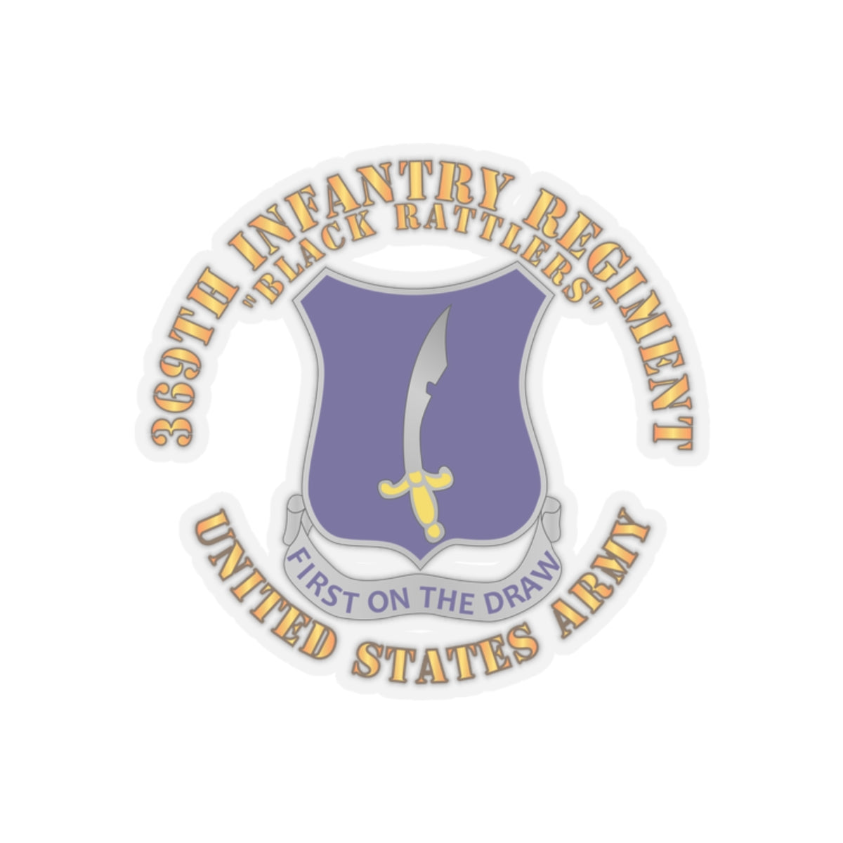 Kiss-Cut Stickers - Army - 369th Infantry Regiment - DUI - First Draw - Black Rattlers