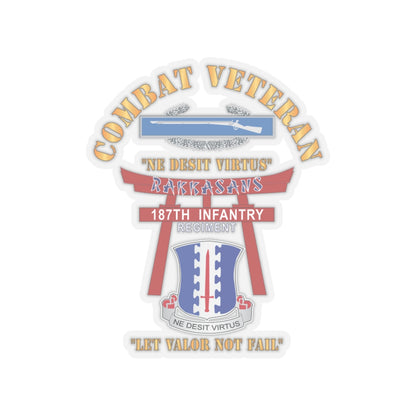 Kiss-Cut Stickers - Army - Combat Veteran - 187th Infantry Regiment - Torii, Rakkasans, Let Valor Not Fail, English, Latin w CIB X 300