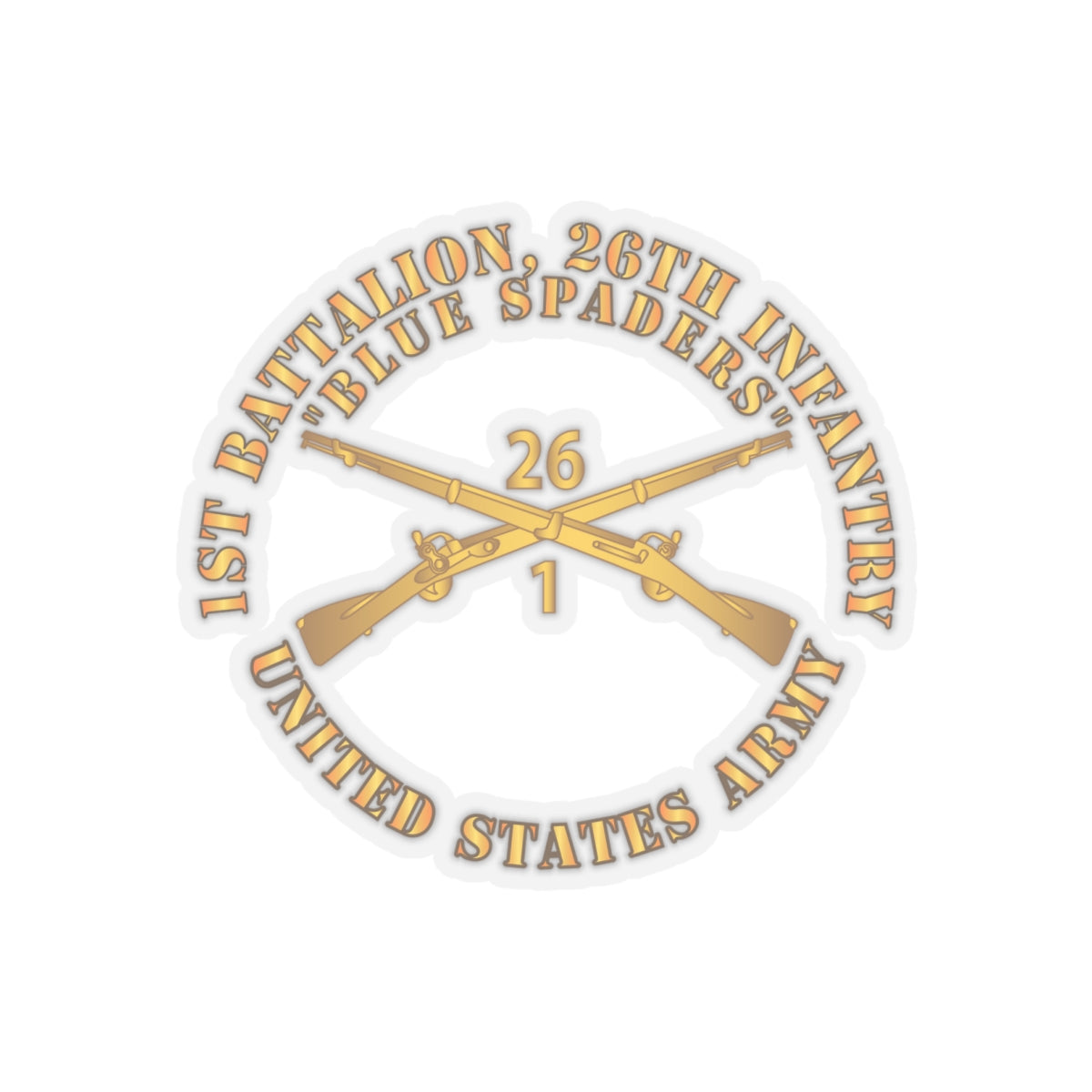 Kiss-Cut Stickers - Army - 1st Bn 26th Infantry Regiment - Blue Spaders w Infantry Br X 300