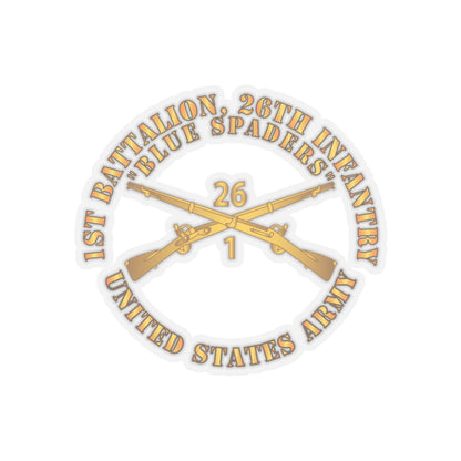 Kiss-Cut Stickers - Army - 1st Bn 26th Infantry Regiment - Blue Spaders w Infantry Br X 300