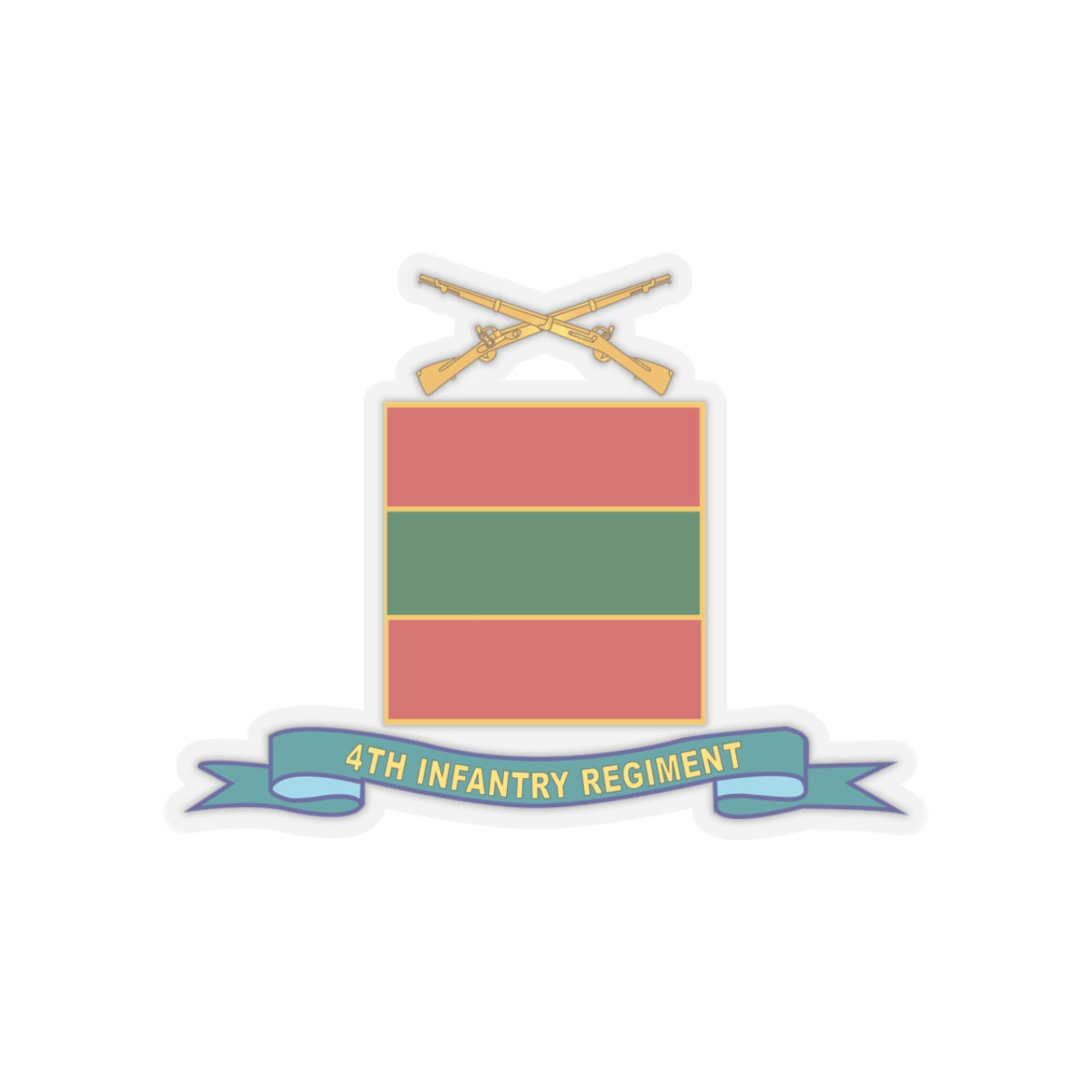 Kiss-Cut Stickers - Army - 4th Infantry Regiment - w Br - Ribbon