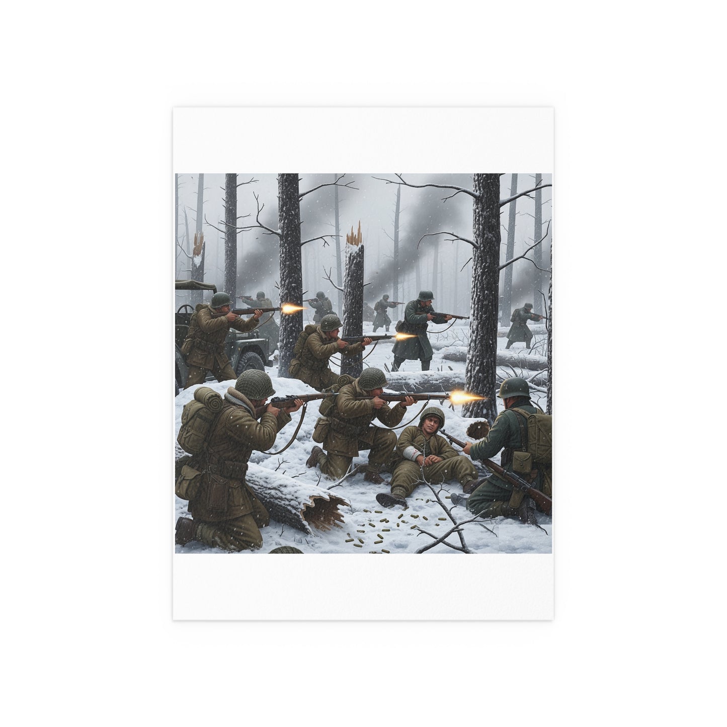 Indoor and Outdoor Silk Posters - 101st Airborne Division fighting the German Army at the Battle of Bastogne